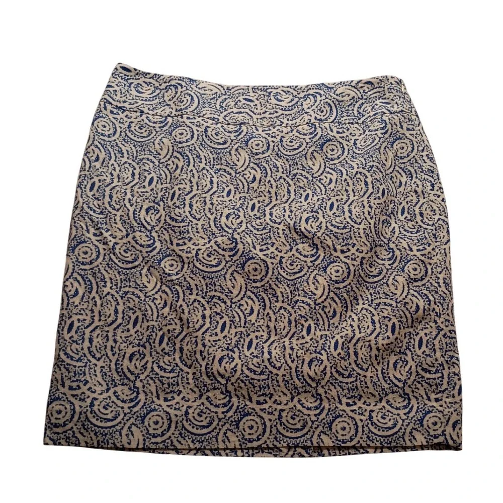 The Limited Blue White Paisley Print Pencil Skirt Size 12 Side Zip Casual NWT